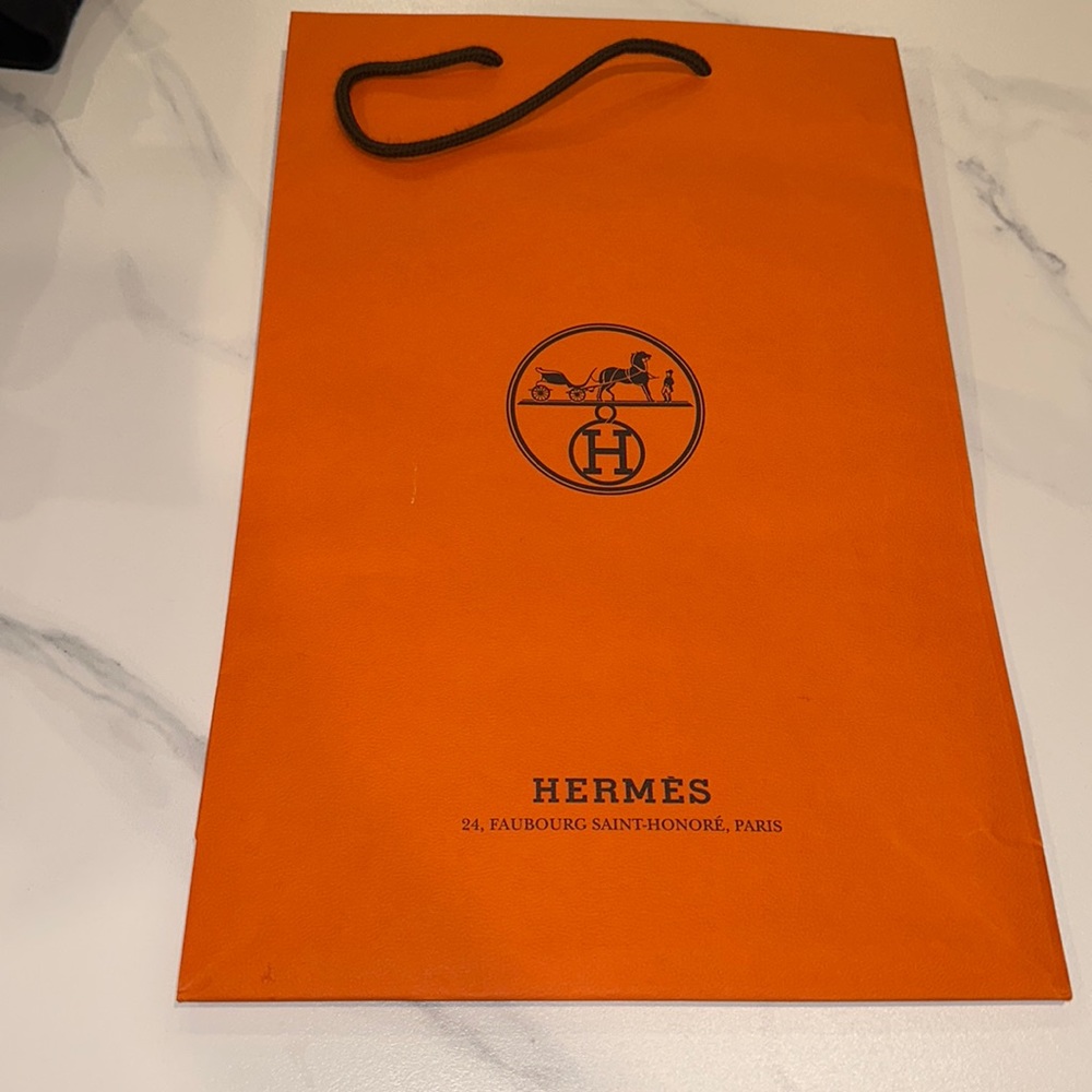HERMES SHOPPING BAG 11 X 17” AUTHENTIC AND RIBBON